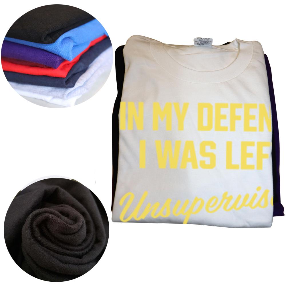 In My Defense I Was Left Unsupervised T Shirt Retro Humor Quotes Y2k Mens Clothing Soft 100% Cotton Unisex Short Sleeves EU Size