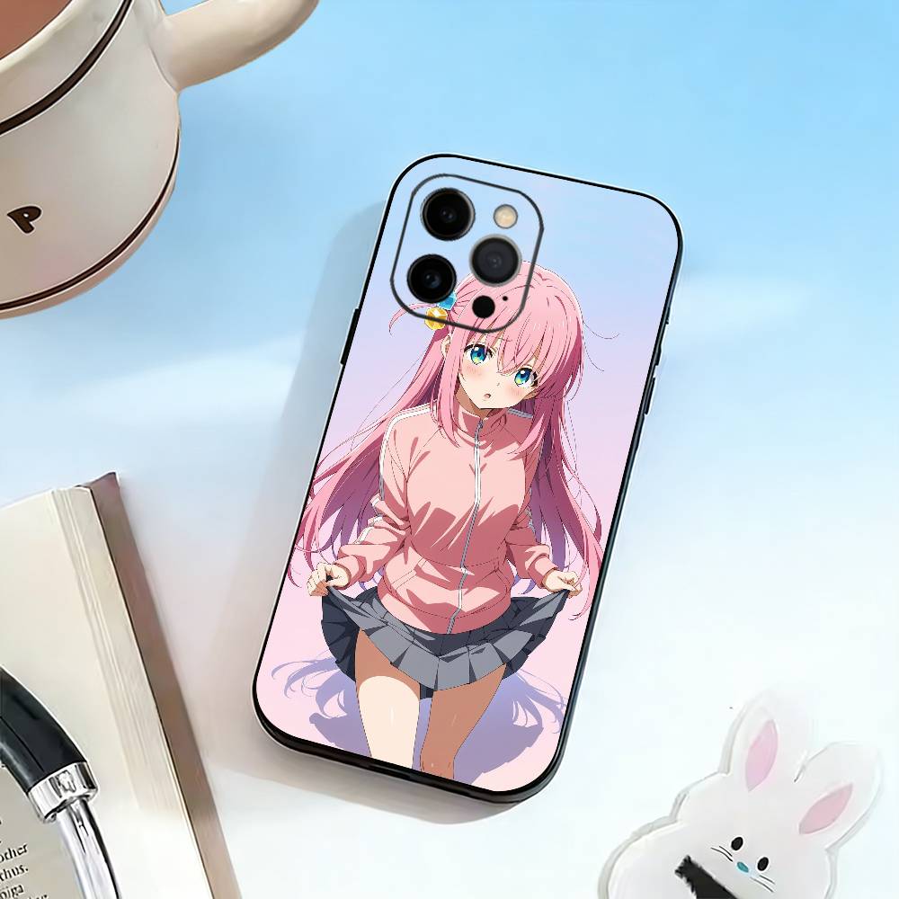 Anime B-Bocchi the Rock Hitori G-Gotoh  Phone Case For iPhone 17,16,15,14,13,12,11 Plus,Pro Max,XS,Soft Silicone Black Cover