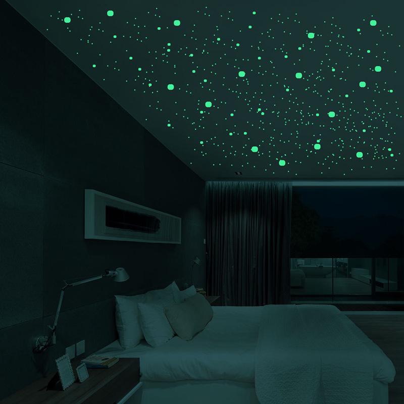 Luminous 3D Pentagram and Dot Glow Stickers for Children's Bedroom Decor