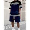 Men's sports T-shirt shorts set - digital stripe print design