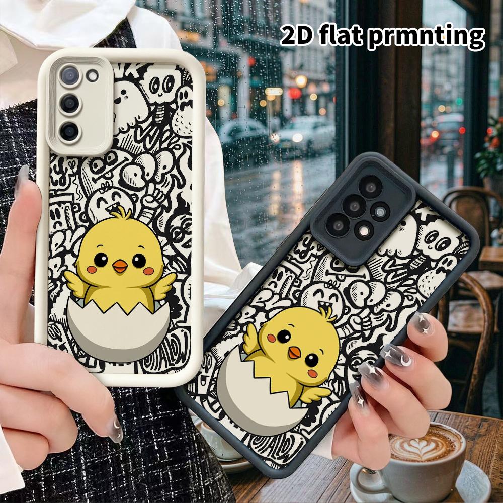 Phone Case: 2D Flat Samsung Galaxy A34 A35 M05 M06 S20 S22 S21 FE Plus 5G Protective Case, Broken Shell Little Yellow Chicken, Christmas and Halloween
