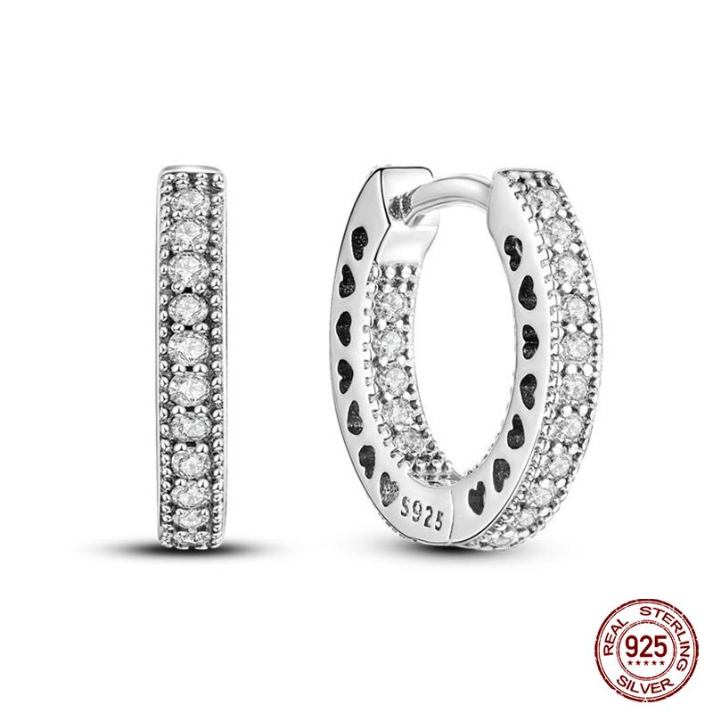 100% 925 Sterling Silver Rose Gold Heart Geometric Pave CZ Hoop Earrings For Women Wedding Engagement Birthday Jewelry Gift 2023