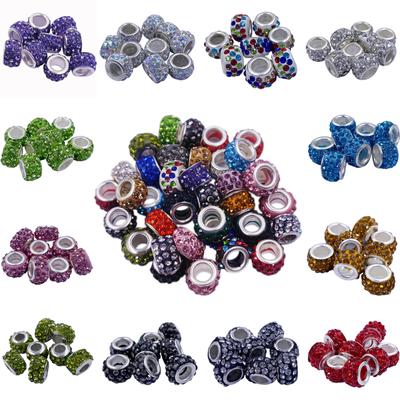 10 pezzi 12mm grande foro CZ perline di cristallo strass distanziatori adatti per bracciale collana accessori gioielli fai da te