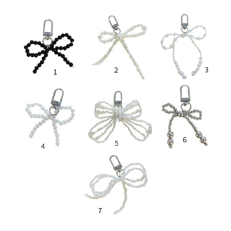 Pearl Bowknot Keychain Decorations Keyring Hanging Ornament for Backpack Handbag