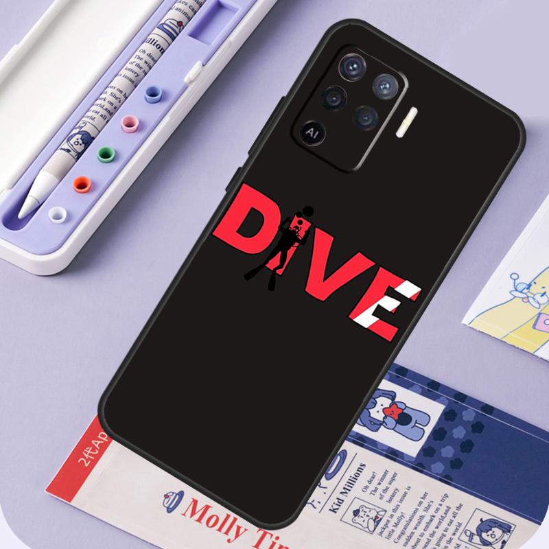 Diver Down Scuba Flag For Oppo A40 A60 A80 A94 A74 A54 A15 A18 A38 A58 A78 A98 A16 A76 A96 A57 A17 A77 A5 Pro Case