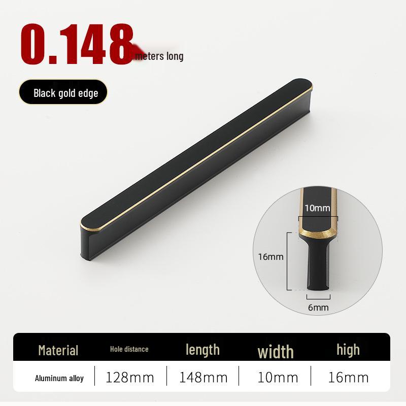 Round T-Type Black Wardrobe Door Handle with Gray, Gold, and Silver Edges
