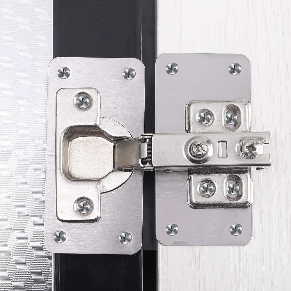 20/2Pcs Cabinet Hinge Repair Plate Kits Stainless Steel Door Hinge Mounting Plate with Holes for Home Kitchen Cupboard Furniture