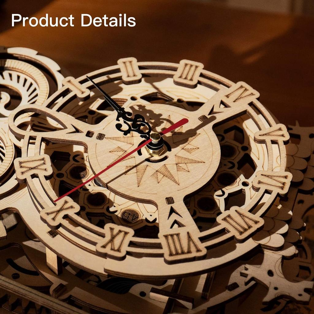 Robotime ROKR 3D Holzpuzzle Eulen-Uhr Modellbausatz Spielzeug für Kinder Jungen LK503