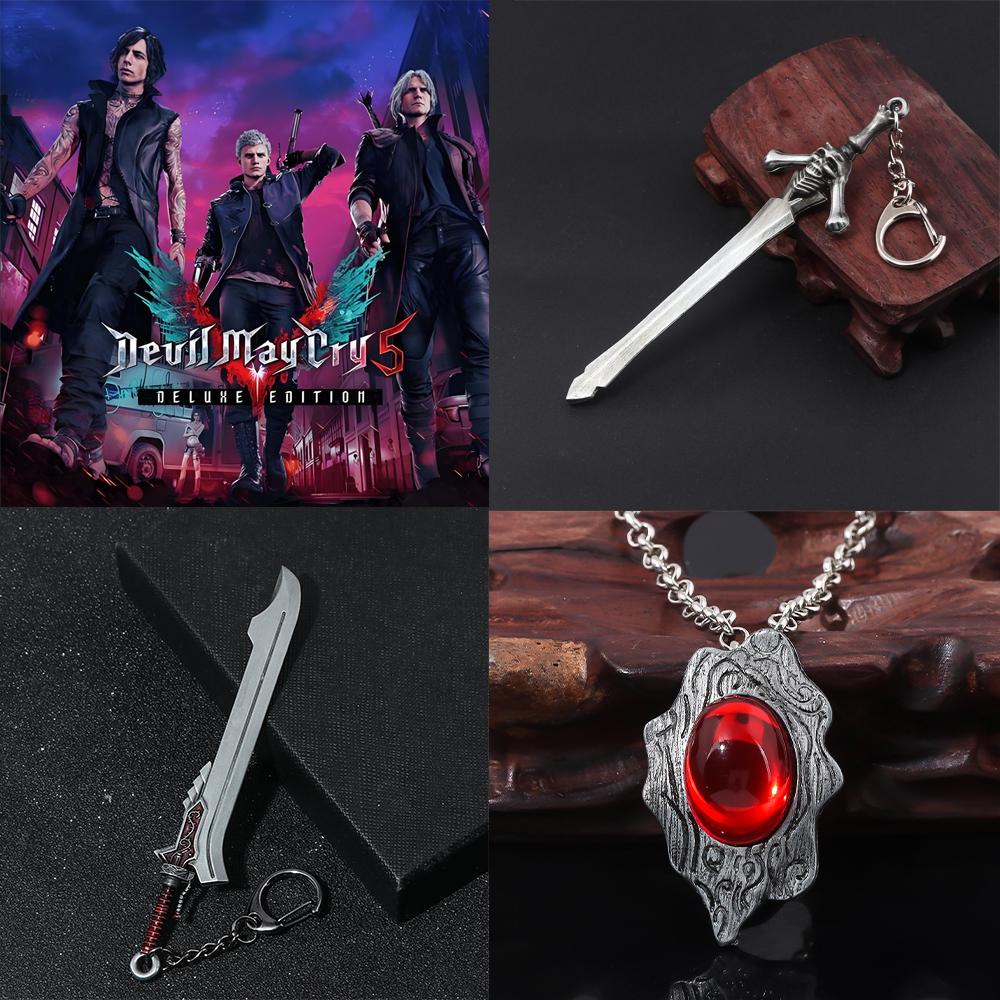Gioco DMC 5 May Cry Portachiavi Spada di Dante Rebellion Awakening Portachiavi Nero Red Queen Portachiavi Auto Zaino Donne Uomini Gioielli Regalo