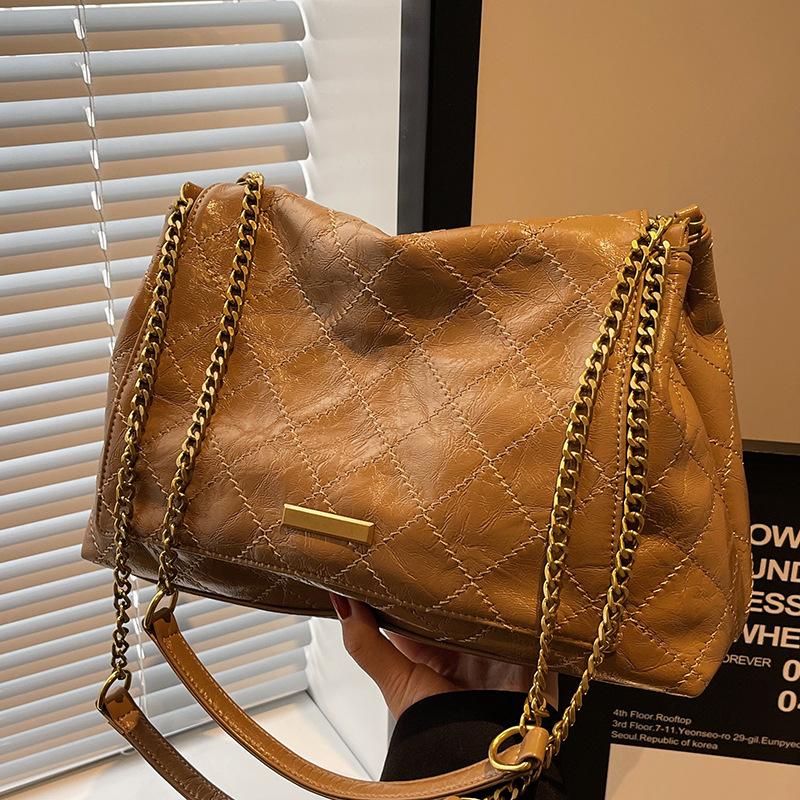 Rhombus Chain Bag Women's Large-capacity New Autumn and Winter Versatile High-end Women's Shoulder Messenger Bag