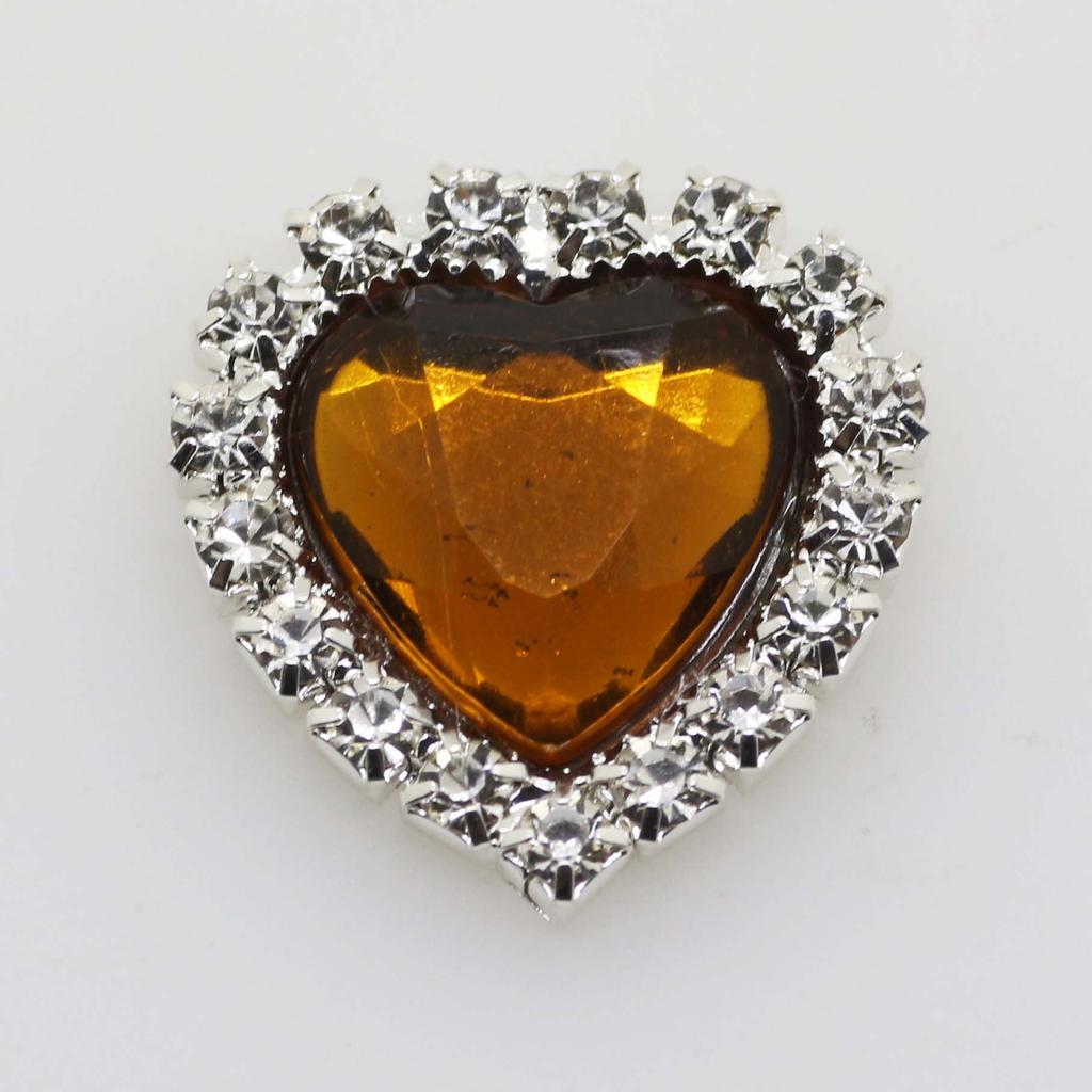 Mini 16mm(4/10 Inch) 10pcs Heart Acrylic Rhinestone Buttons DIY Hair Accessory Wedding Initiation Ribbon Decoration