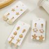 3 Pairs of Summer Beach Wind Droplets, Oil Starfish, Seahorse Alloy Earrings, Shell Pendants, Clip On Multiple Earrings