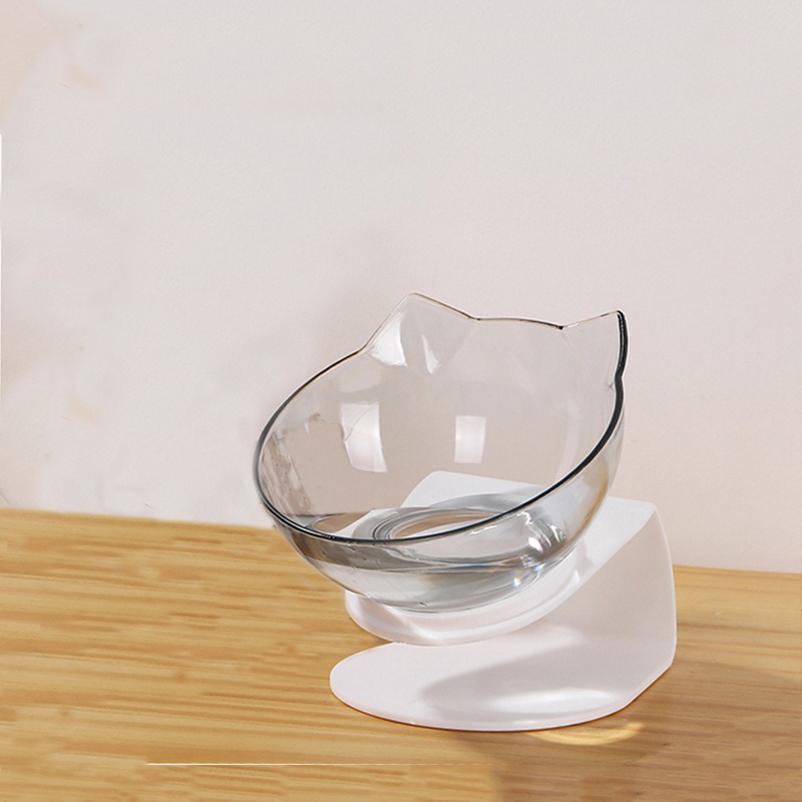 

Hot pet bowl cat neck guard Transparent tilt cat face double bowl anti-splash non-slip food for cats and dogs