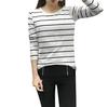 Women Korean Version Loose Stripe Long Sleeve  Bottoming Shirt Casual Tops