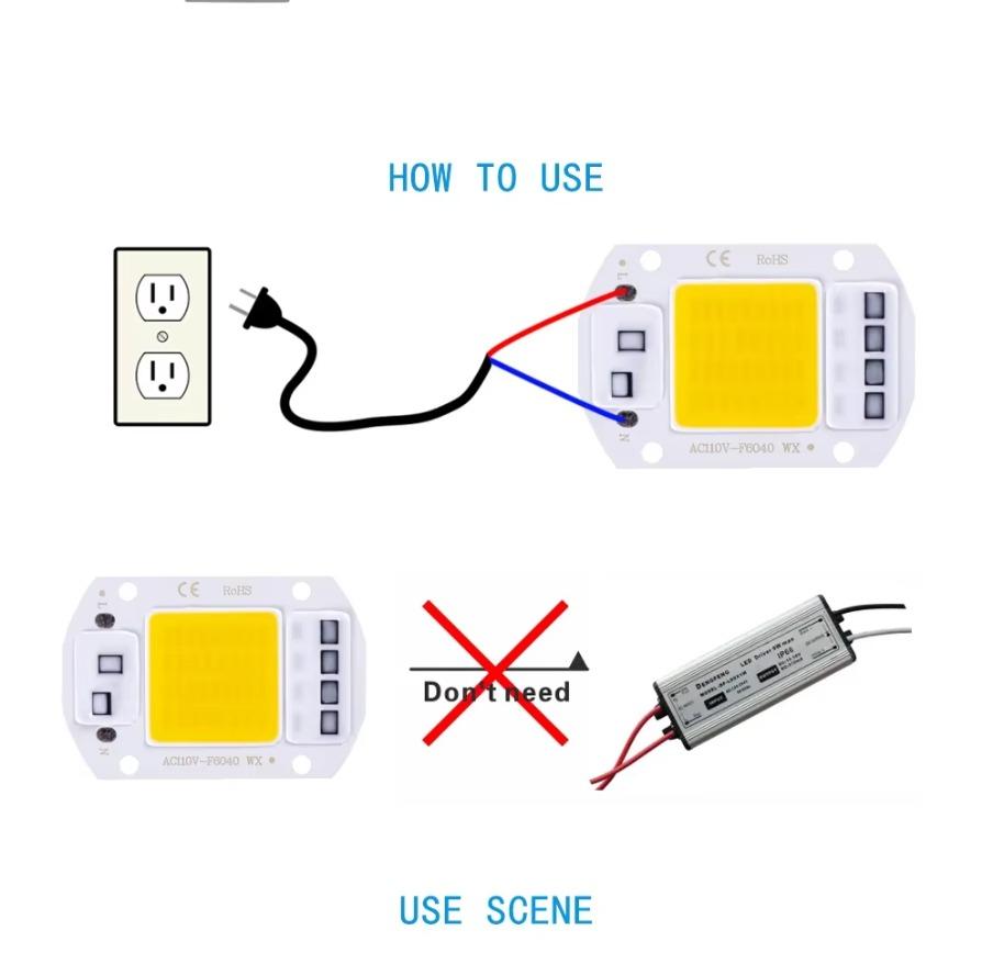 10 Adet 50W 30W 20W LED COB Çip 220V LED Çip Akıllı IC Sürücüye Gerek Yok Diyot Çip Boncukları Projektör Spot DIY Aydınlatma İçin