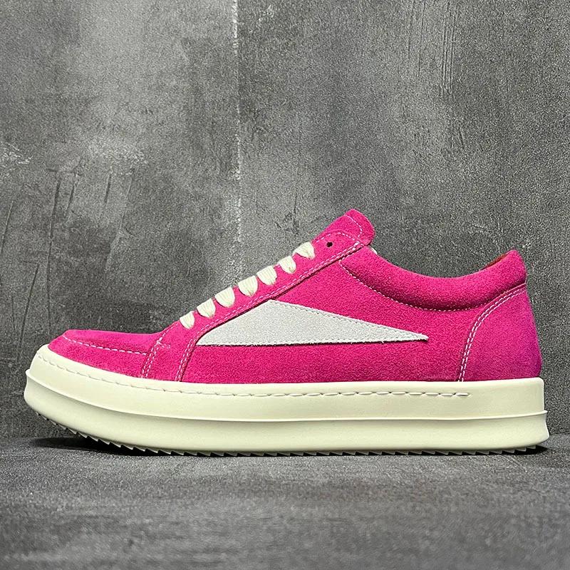 Unisex Suede Leather Platform Sneakers Lace Up Luxury Street Casual Flats Shoes 34 красный