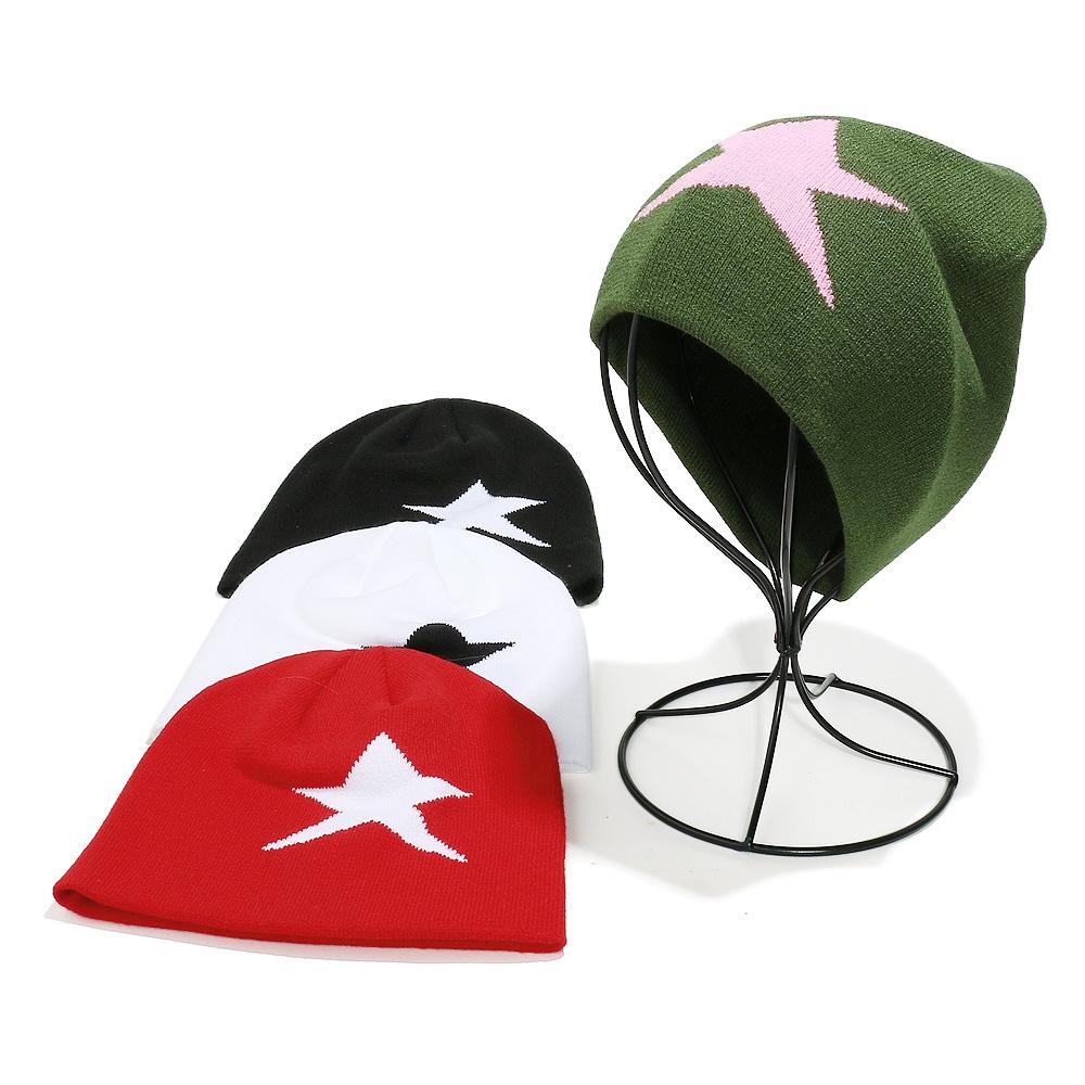 2025 Winter New Wool Hat Trendy Versatile Pullover Hat Beanie Outdoor Pentagram Cold Hat Men