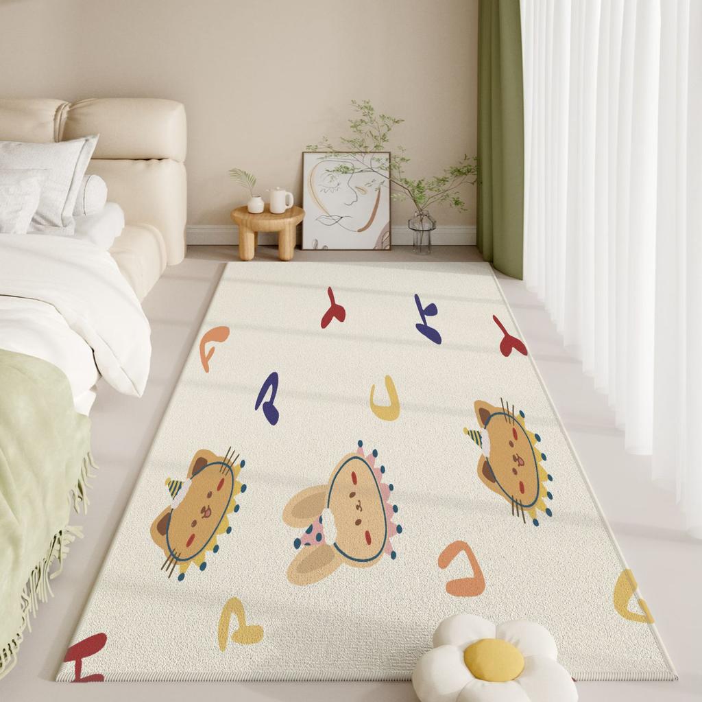 ins wind Cute Dopamine Cartoon Bedside Rug Girl Waterproof Stainless Bedroom Floor Mat Indoor Decoration