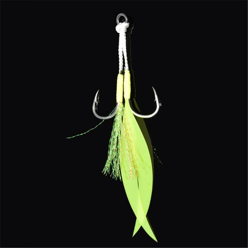 Double Fishing Assist Hook for Vertical Jigging Lures, 10Pcs Jigging Hook Slow Falling Jigs Fishing Hook Replacements