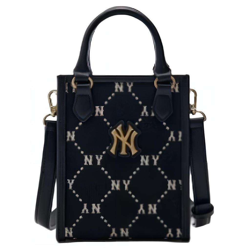 New MLB PVC Tote Bag Shopping Bag Shoulder Bag Crossbody Bag Handbag Mini Unisex Black Gold 7ACRMD34NGP001-50BKS