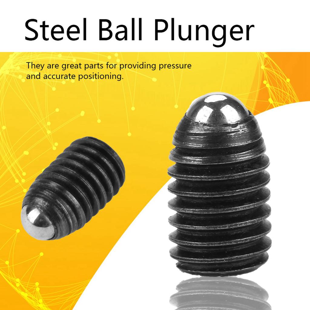 10pcs M8 Screw Thread Hex Socket Carbon Steel Spring Plungers Set (M8*12)