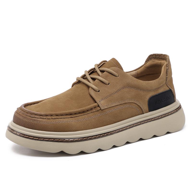 Men's Retro Genuine Leather Thick Sole Casual Shoes - 2025 Autumn Collection