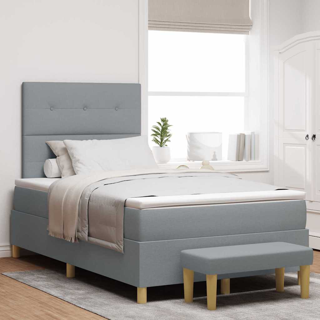 Boxspring Bed with Headboard Light Grey 120 x 200 cm Fabric