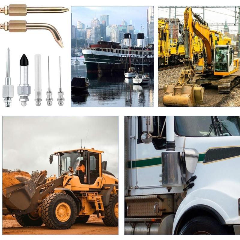 Accuracy Grease Dispenser Kit Strong Steel Nozzles Needle Adapters Couplers For Accurate Grease Control In Confined Areas