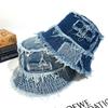 Washed Denim Bucket Hat Women'S Summer Rough Edge Big Brim Shows Washbasin Hat Tide