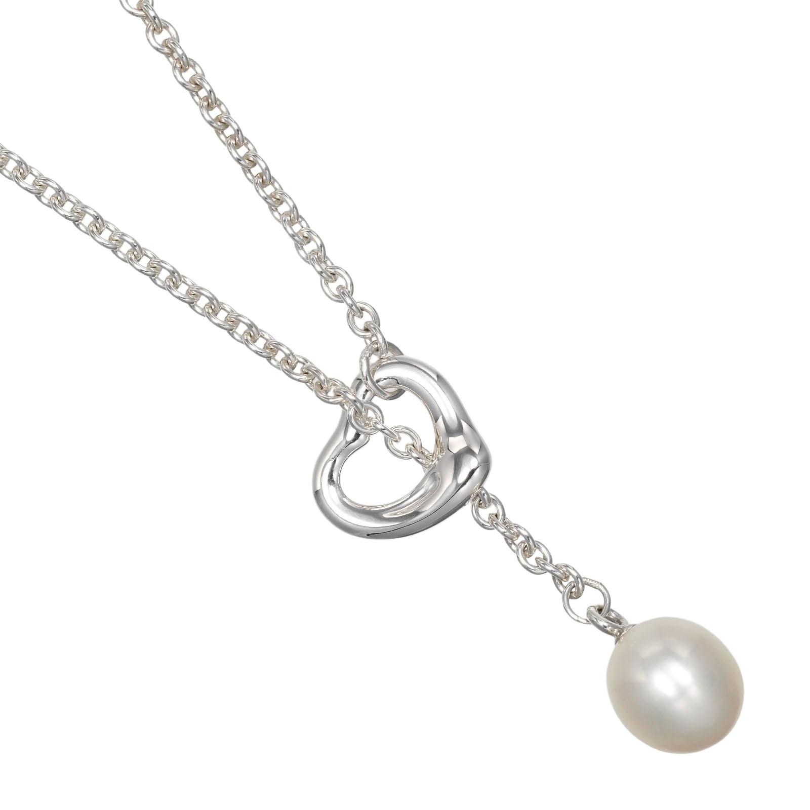 

TIFFANY&Co. Open heart lariat Necklace Silver925/Pearl 5.6g Women Used