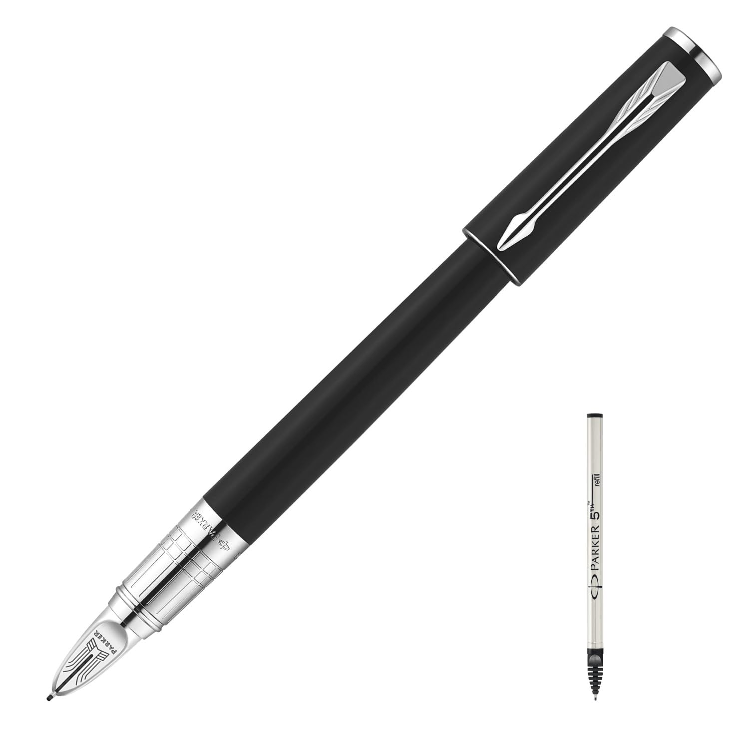 

Ручка PARKER 5th Ingenuity Slim Black CT с тонким пером, с картриджем, в подарочной коробке, Роскошная S11202702 RS2 Набор на водной основе, В комплекте, Подарок,