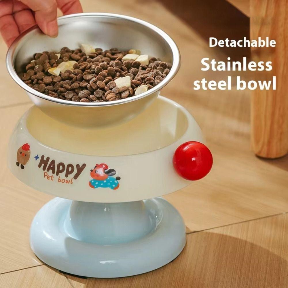 Stainless Steel Pet Bowl Dopamine Non-slip Cat Bowl Detachable High Feet Pet Feeding Bowl