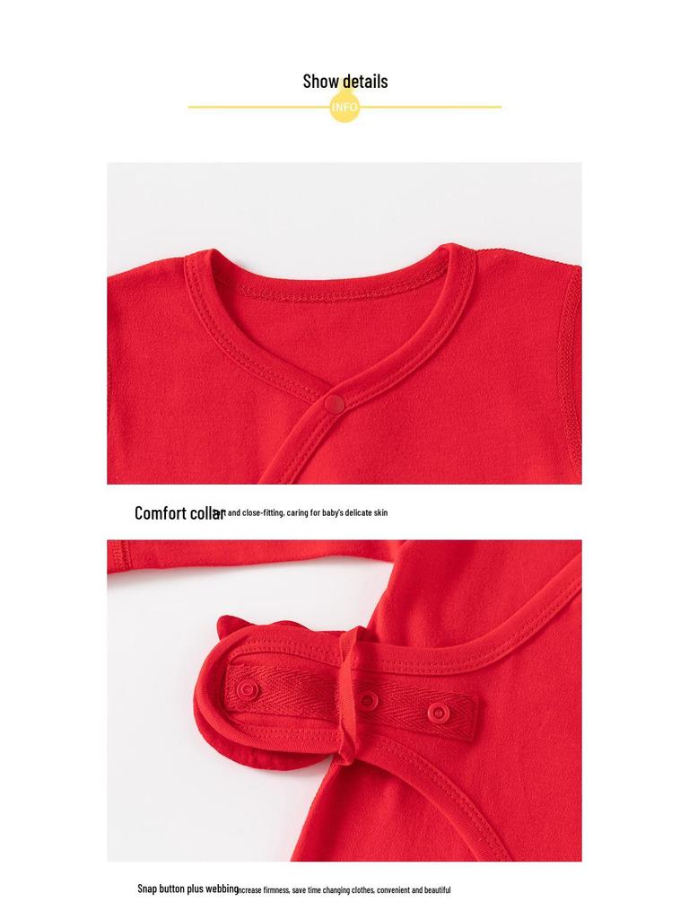 Newborn 100-Day Zhua Zhou Ceremony Big Red Monk Robe Set with Bodysuit for 0-3 Months