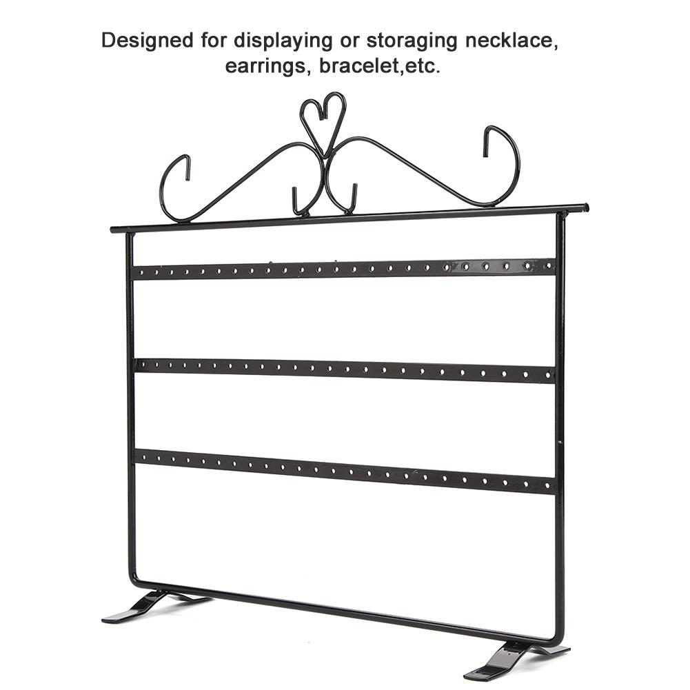 72 Holes Earrings Necklace Bracelet Rings Jewelry Display Stands Hanger Holder Rack Black