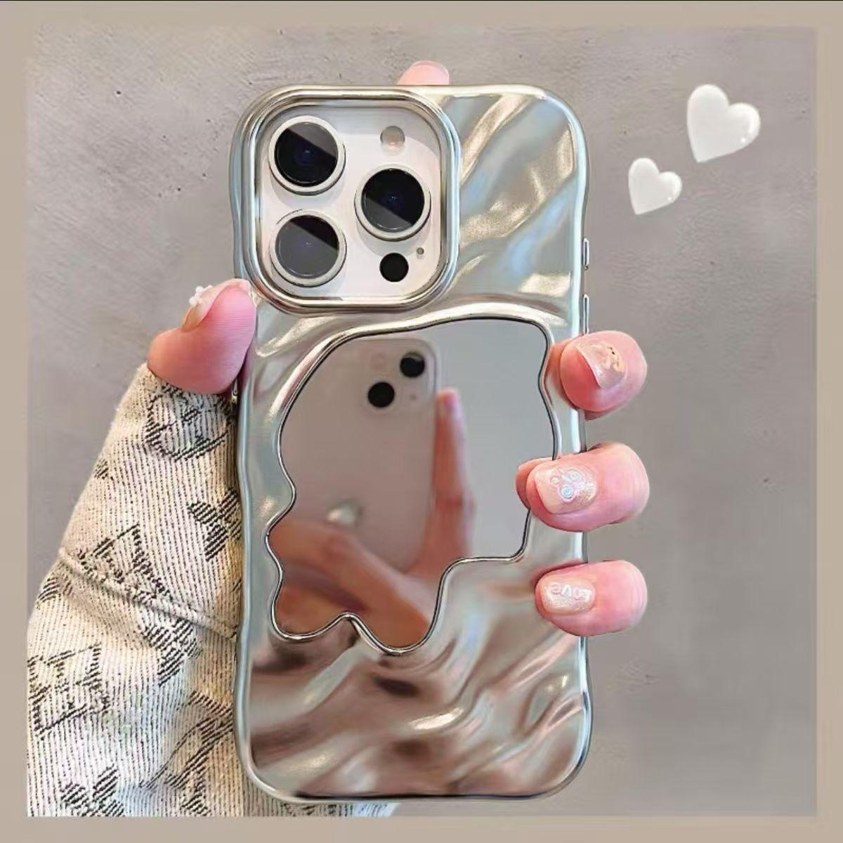 

Electroplated corrugated mirror mobile phone case is suitable for Apple 16/15iphone13MAX Huawei makeup mirror protective case huawei pura80ultra