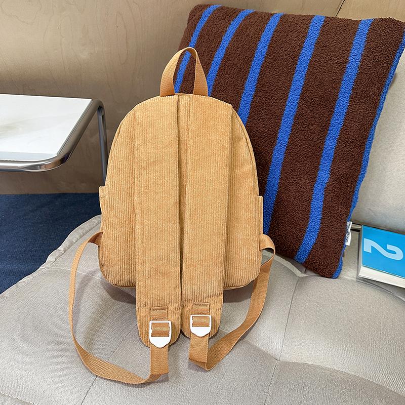Cartoon Bear Kindergarten Schoolbag Corduroy Backpack for Primary School Students