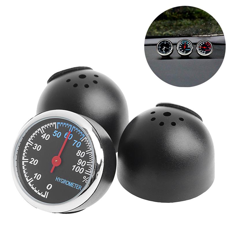 3Pcs Car 4cm Hygrometer for Time Clock Temperature Thermometer Moisture M