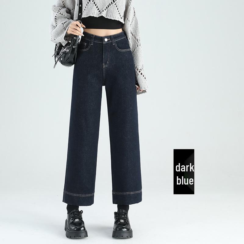 

Women s Plus Velvet High-Waisted Cropped Wide-Leg Jeans - Winter 2025 Style Extra Small