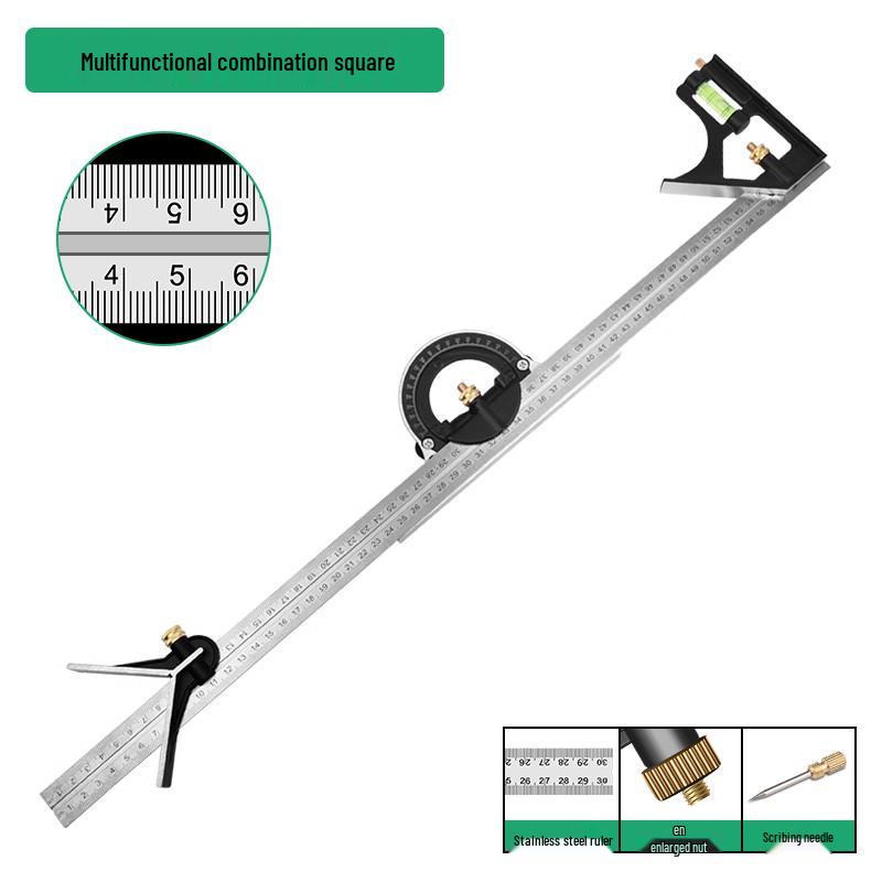 Multifunctional Stainless Steel 90° Angle Ruler for Woodworking