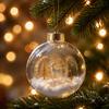 Schneeszene Acryl Klarer Ball Weihnachtsbaumschmuck mit LED-Lichtern, Hängendes Muster Dekor, Bruchsichere Weihnachtsbaumkugel Saisonale Partyartikel