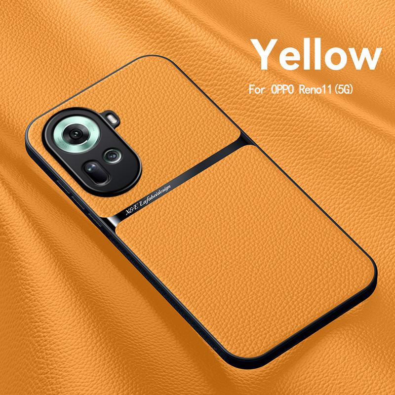 For OPPO Reno 11 5G Case Leather Car Magnetic Holder Back Cover For OPPO Reno11 5G CPH2599 Soft Frame Silicone Shockproof Coque