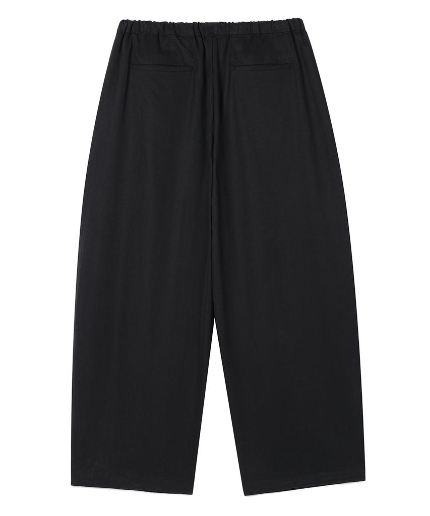 PRAIRIE Linen Barrel Fit Wide Slacks (Black)