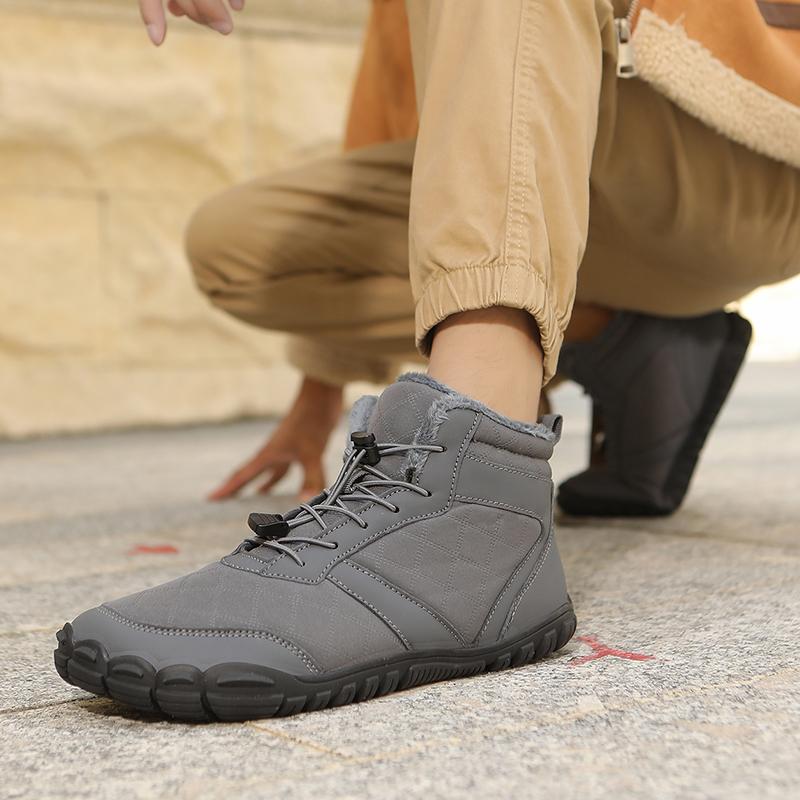 TUINANLE Winter Footwear Barefoot Shoes Womens Hiking Boots Wide Toe Box Walking Shoes Men Plush Boots
