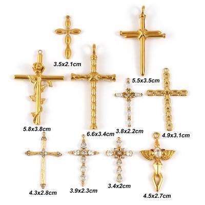 1 Piece 304 Stainless Steel Religious Pendants 18K Gold Plated Cross Charms For DIY Necklace Keychains Jewelry Making Findings