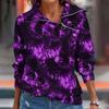 Women  T-shirt Loose  Pullover Sports Tops  Casual V Neck Long Sleeve Printed Top