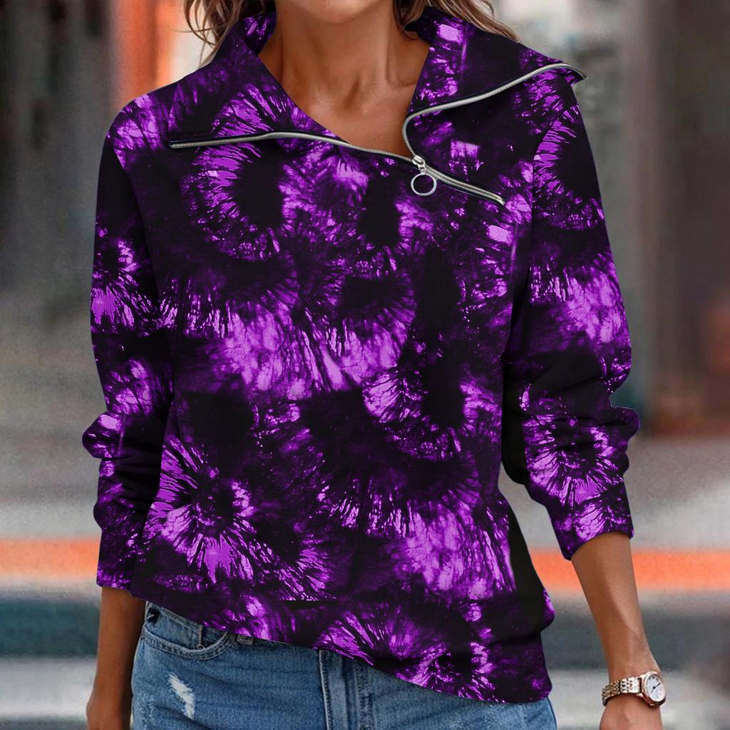 Women  T-shirt Loose  Pullover Sports Tops  Casual V Neck Long Sleeve Printed Top