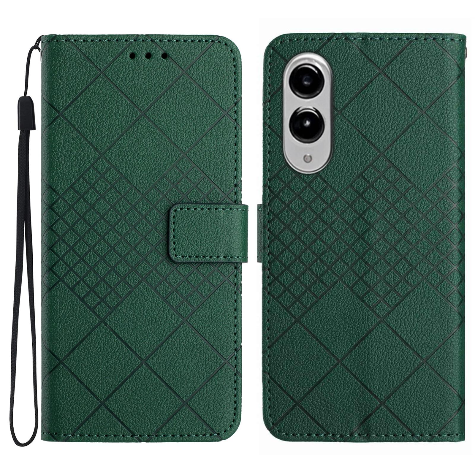 

For Samsung Galaxy S25 Edge Wallet Phone Case Imprint PU Leather Flip Folio Cover Green