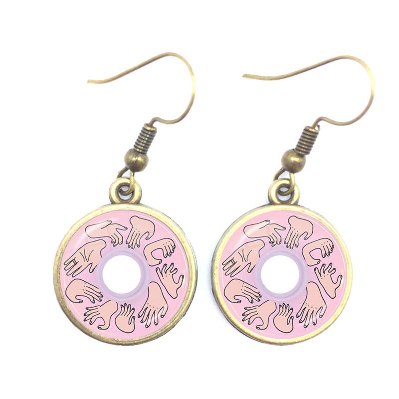 Retro CD Record Drop Earring Disc Classic Music Gramophone Record Glass Cabochon Earrings Gift for Music Loves