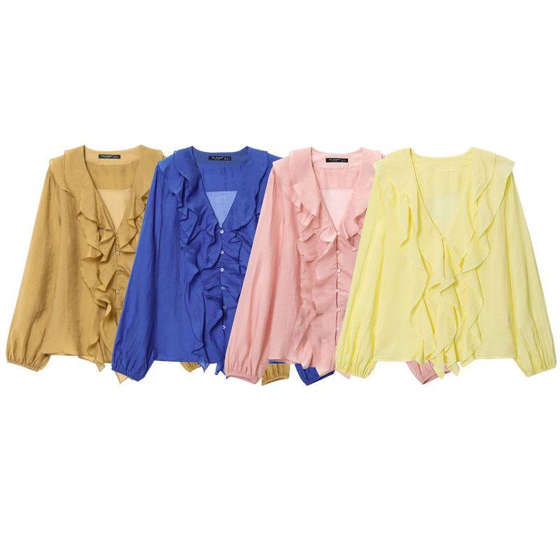 Araltay New Arrival Fashion Style Women's Fashion All-Match Minimalist Laminated Decoration Shirt Tops 40460734