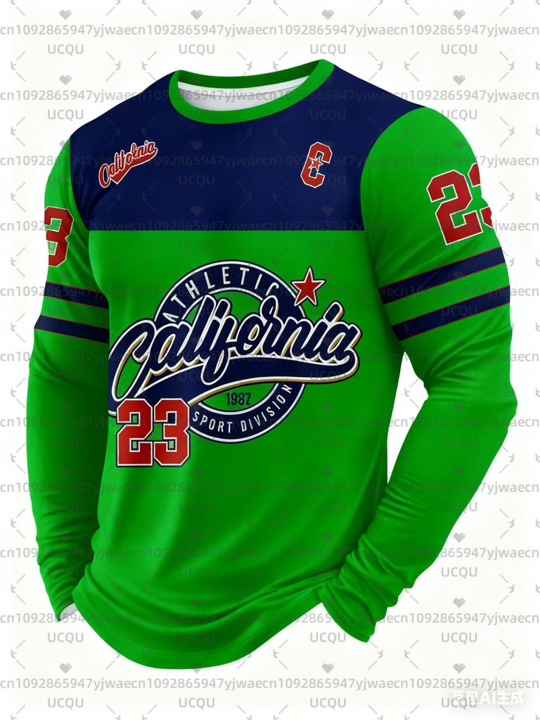 Men'S California NO.23 Graphic T-shirt Casual Pullover Autumn Outdoor Activities Women's Long Sleeve T-shirt Tops